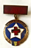 MEDICINA INSIGNA DONATOR DE ONOARE RPR CU BARETA EMAIL TRANSPARENT FISURA CRUCE, Romania de la 1950