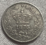 50 Bani 1873 Argint, Carol I, Romania, a UNC, superba