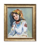 Cumpara ieftin Tablou celebu pictat manual inramat, Portret de tarancuta, 35x30cm ulei pe panza rama din lemn, reproducere Nicolae Grigorescu