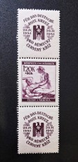 Boemia și Moravia 1941 Crucea Roșie Triptic Vertical Timbru 1.20K+80h Asistentă &Icirc;ncadrat de 2 Cupoane Comemorative MNH Neștampilat - A0029