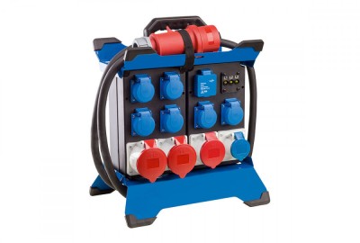 Prelungitor Stecky Duo 4 pentru santier cu 6 prize monofazice schuko 16A 250V. 1 priza monofazica CEE 3 poli 16A , 1 priza trifazica CEE 5 poli 16A , foto