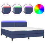 Cumpara ieftin Pat cu arcuri, saltea si LED, albastru, 180x200 cm, textil
