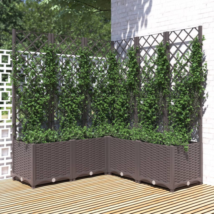 Jardiniera de gradina cu spalier, maro, 120x120x136 cm, PP GartenMobel Dekor