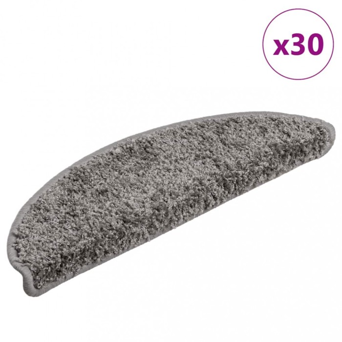 vidaXL Covorașe pentru scări, 30 buc., 56x17x3 cm, gri, semirotunde 3365799