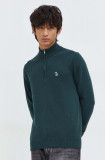 Abercrombie &amp; Fitch pulover din amestec de lana barbati, culoarea verde, light, cu turtleneck
