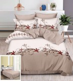 Lenjerie Pat Bumbac 4 Piese Crem Maro - Husa Pilota 200x230 Cearceaf 240x250 Fete Perna 55x75 70x70