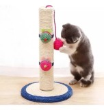 Stalp sisal pentru pisici, cu jucarii si ghem, 40 cm, pentru zgariat