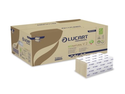 Prosoape pliate V 2 Lucart EcoNatural, 2 str, 21 x 21 cm, 190 buc/pachet, 20 pachete/bax foto