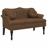 Cumpara ieftin Banca cu perne maro 120,5x65x75 cm piele ecologica intoarsa