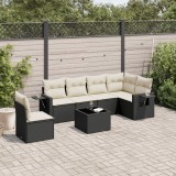 Cumpara ieftin Set canapele de grădină cu perne, 7 piese, negru, poliratan