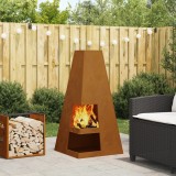 VidaXL Vatră de foc cu depozitare lemne, 50x50x100 cm, oțel corten