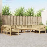 vidaXL Set de canapele de exterior cu pernă 9 pcs Alb și Bej 3387052
