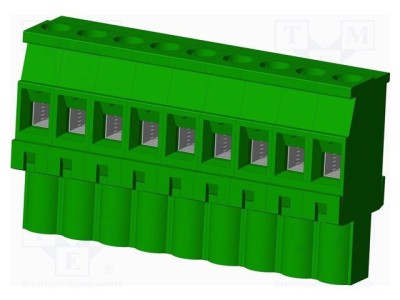 Conector regletă de conexiuni deconectabilă AMPHENOL ANYTEK TS mufă mamă 15A 300V 9 pini verde foto