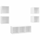 Cumpara ieftin Set de dulapuri TV, 5 piese, alb, lemn prelucrat