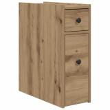 Cumpara ieftin Dulap de baie ingust cu roti, stejar artizanal, lemn prelucrat