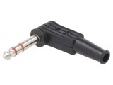 Conector Jack 6,3mm stereo tată, 3 piste, unghi 90&deg; - CLIFF