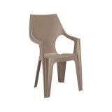 Cumpara ieftin Scaun de grădină Dante din plastic cu spătar &icirc;nalt și cotiere cappuccino