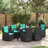 vidaXL Set de masă pentru grădină 7 pcs Negru Rattan poli