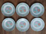 Set 6 farfurii vintage din porțelan chinezesc &ndash; decor floral policrom, 20 cm, marcaj Made in China