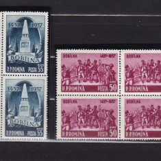 ROMANIA 1957 LP 445 - 520 DE ANI RASCOLA DE LA BOBALNA BLOCURI DE 4 TIMBRE MNH