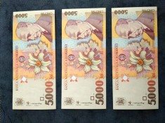3 bancnote UNC si consecutive 5.000lei din 1998