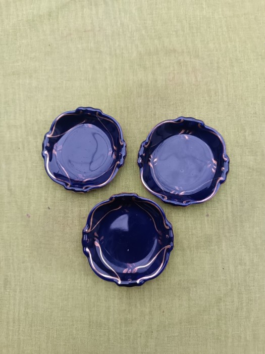 Portelan Echt Kobalt Jlmenau, set de 3 farfurioare dulceata