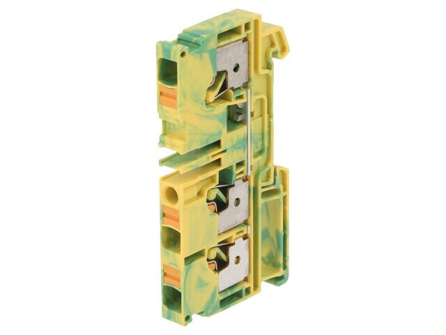 Conector Șine 6mm2 1P 3B Galben-Verde TS35