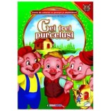 Carte de colorat A4 cu povesti si abtibilduri - Cei trei purcelusi
