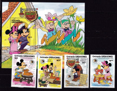 Grenada Grenadines 1985 Disney MI 726-729 + bl.102 MNH w58 foto