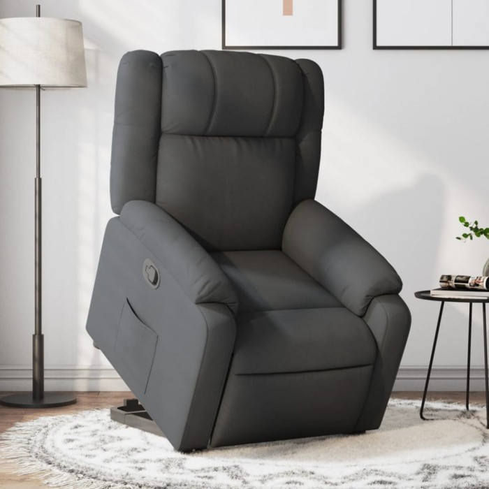 vidaXL Fotoliu rabatabil cu ridicare pe verticală, gri &icirc;nchis, textil 3205203