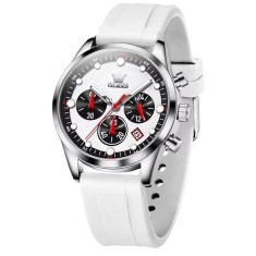 Ceas barbatesc Olevs CS1937, silicon, alb, cadran alb