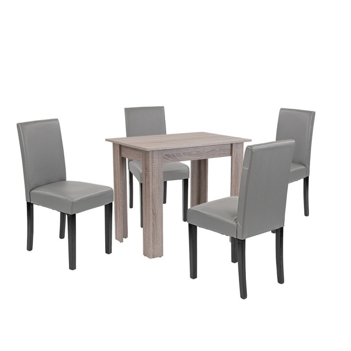 Set de masă Leon 4+1 stejar York gri