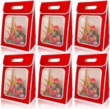 Set de 6 pungi cadou Qpout, plastic/hartie, rosu/alb/ 21,5 x 13 x 21cm