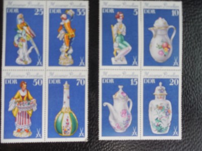 DDR -PORTELAN DE MEISSEN-SERIE COMPLETA-NESTAMPILATE IN BLOC DE 4 TIMBRE foto