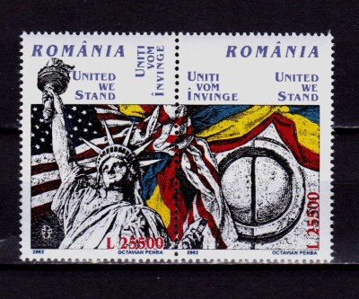 ✅RO 2002 , LP 1581 ,&amp;quot;Uniti vom invinge &amp;quot; ,serie cu punte ,MNH foto
