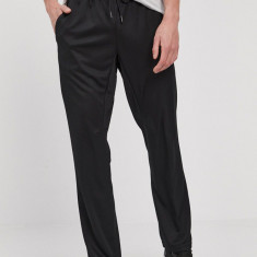Reebok Pantaloni FP9120 bărbați, culoarea negru, material neted