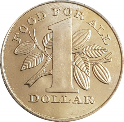 Trinidad Tobago 1 Dolar 1979 - (FAO - Food for All) V17, 32 mm KM-38 UNC !!! foto