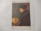 Felicitare Hans Holbein portret Didier Erasme penita toc instrument de scris, Necirculata, Printata