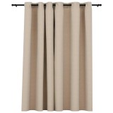 Cumpara ieftin Perdea opaca, aspect panza, cu ocheti, bej, 290x245 cm