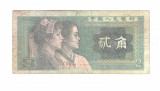Bancnota China 2 jiao 1980, circulata, uzata