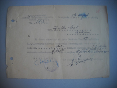 HOPCT DOCUMENT VECH 415 HALLER MOLI-EVREU- I C S RECOLTA BOTOSANI 1956 foto