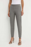 BOSS pantaloni de lana culoarea gri, fason tigareta, high waist, 50525865