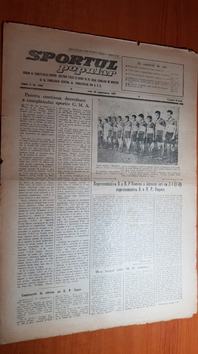 sportul popular 20 septembrie 1954-capionatul de tir,volei,rugby,handbal,sah