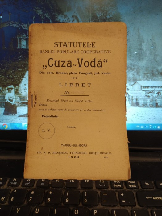 Statutele Băncei Cuza Vodă din comuna Brodoc, jud. Vaslui, T&acirc;rgu Jiu 1907, 201