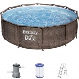 Piscina Bestway&reg; Power Steel&trade; Deluxe Series&trade;, 56709, ratan artificial, cu scara si pompa, 3.66x1m