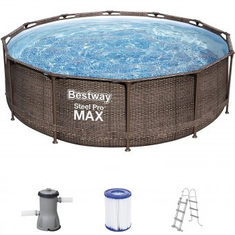 Piscina Bestway&amp;reg; Power Steel&amp;trade; Deluxe Series&amp;trade;, 56709, ratan artificial, cu scara si pompa, 3.66x1m foto