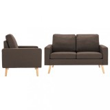 vidaXL Set de canapele, 2 piese, maro, material textil