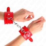 Kink Wrist Restraint-Shiny Hand Cuffs Roșii, Ajustabile 23-33 cm