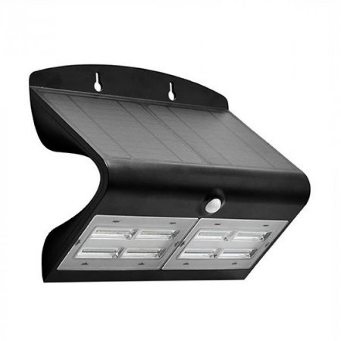 Lampa LED solara, 6.8 W, temperatura alb neutru, 800 lm, senzor miscare, Negru