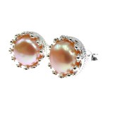 Cercei argint coroana perle de cultura oranj 8 MM